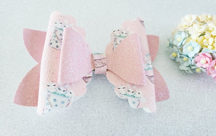 ELEGANT PASTEL PEACH BUNNY BOW