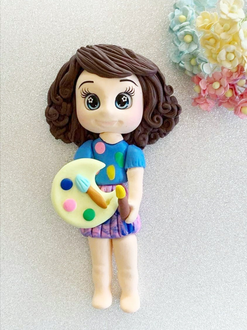 ART WORK GIRL CAKE TOPPER