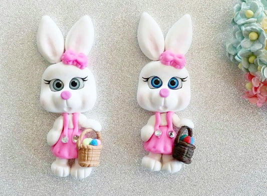 PINK DRESS BUNNY ANIMAL CLAYS